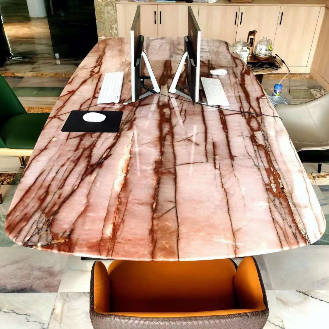 Cosmopolitan Quartzite Pink Crystal Onyx Luxury Stone Rose Furniture Countertop Flooring Walling Slab 1.8cm Marble Table Top