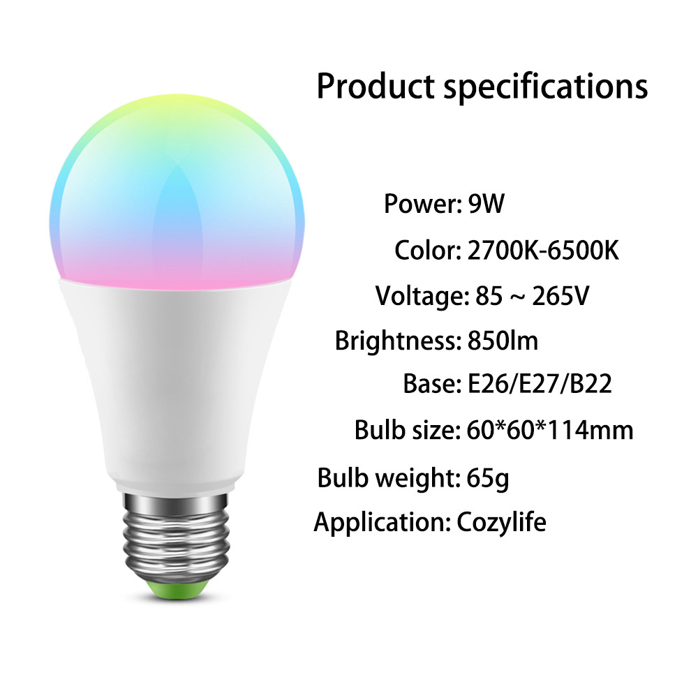 Smart Life Tuya APP Control Dimming RGB+CW+WW LED Color Changing Light Light Wifi