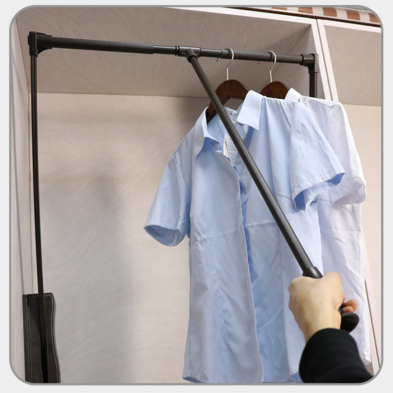 Modket Pull Down Wardrobe Closet Rod Lift Rail Organizer Storage System Closet Hanger Rod for Hanging Clothes Space Saving