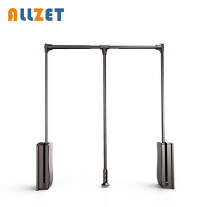 Allzet Modket Pull Down Wardrobe Rod Lift Rail Organizer Storage Closet System Hanger Rod for Hanging Clothes Space Saving