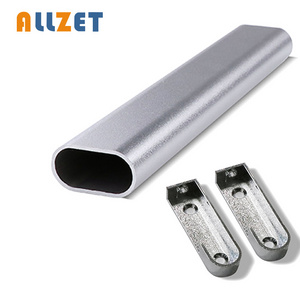 ALLZET clothes rails custom oval aluminum heavy wardrobe tube wall mounted clothes hanging rail/closet rod