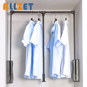 Modket Pull Down Wardrobe Closet Rod Lift Rail Organizer Storage System Closet Hanger Rod for Hanging Clothes Space Saving