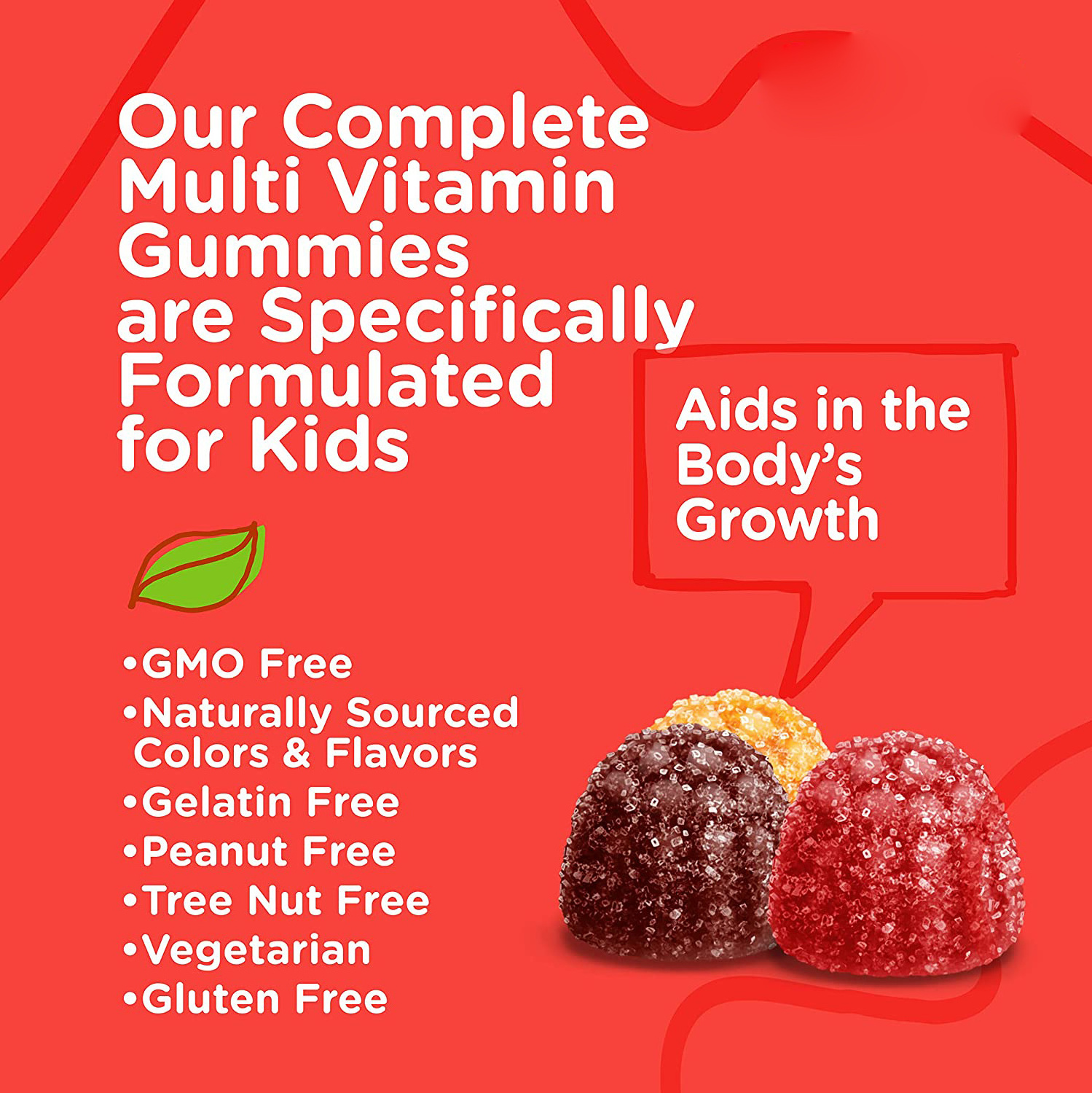 Private Label Natural Flavored Sugar Free Multi vitamin for Kids Brain Gummy Candy Vitamin Health Care Supplement