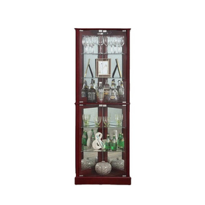 Wood Living Room Furniture Corner Curio Cabinet with Glass Doors