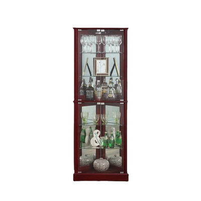 Wood Living Room Furniture Corner Curio Cabinet with Glass Doors