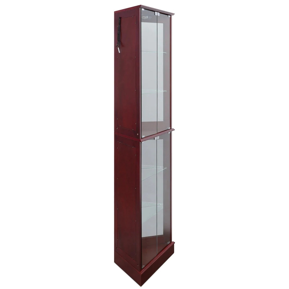 Wood Living Room Furniture Corner Curio Cabinet with Glass Doors