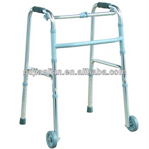 Walker with front wheels aluminum alloy old four legs walking sticks telescopic folding portable