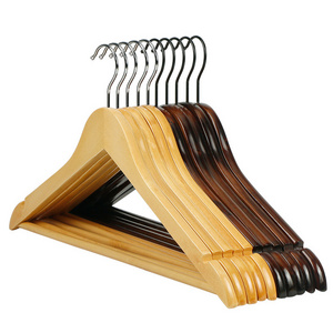 Natural Wooden Hangers for Suit Clothes Non-Slip Pants Bar in White Black Cherry Antique Colors Genre Wood Hangers