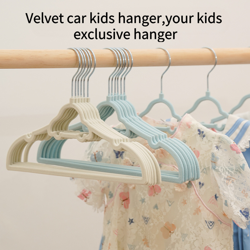 velvet car kids hanger non slip save wardrobe space children plastic flocking hanger colorful beatiful for boy's exclusive cloth