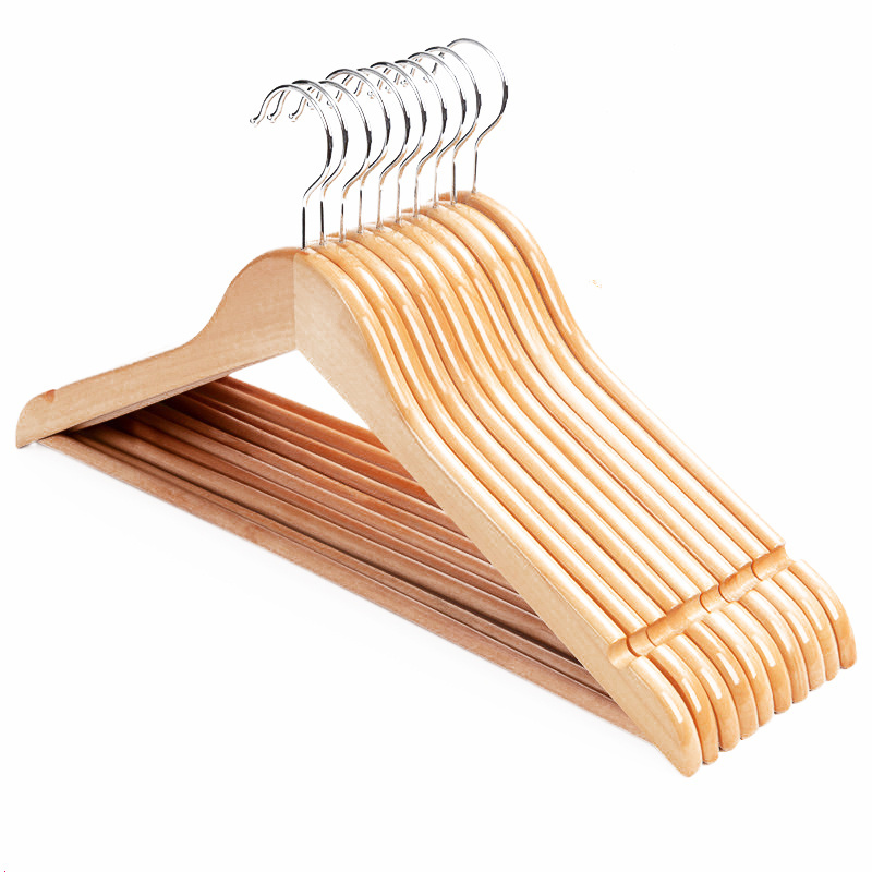 Natural Wooden Hangers for Suit Clothes Non-Slip Pants Bar in White Black Cherry Antique Colors Genre Wood Hangers