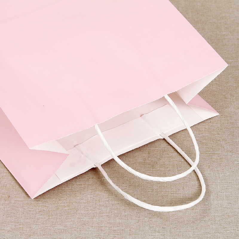 Wholesale Custom Packaging Craft Pink Kraft Paper Shopping Bag Handle with your own logo Paper Shopping Bags