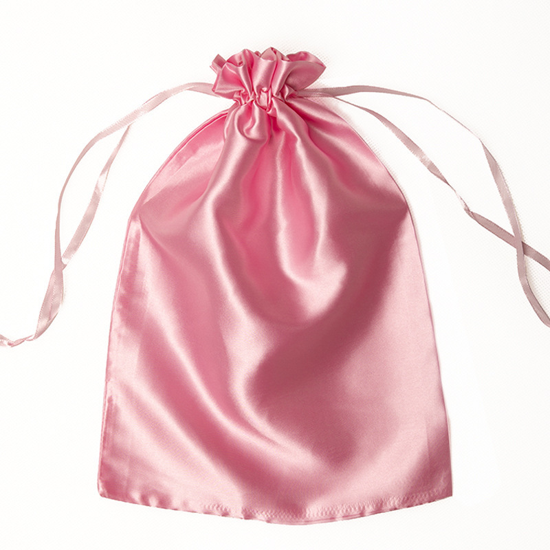 Satin bags custom logo satin drawstring bag for Packaging Hair Extensions Bundles Wigs Soft Silk Pouches with Drawstring