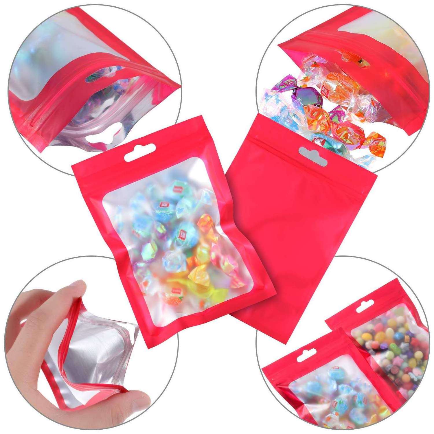 Custom Heat seal food storage resealable foil pouch odorless mylar bags clear window Aluminum matte black ziplock