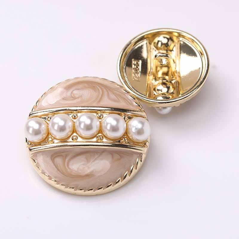 Wholesale High Quality Fashion Pearl button Flower Vintage Pearl Metal Rhinestone Sewing Shank Buttons For Clothing