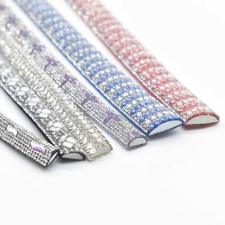 Custom Fashion Sandals Decoration  Semi Round Crystal Strip Cord Rhinestone Rope For Shoes