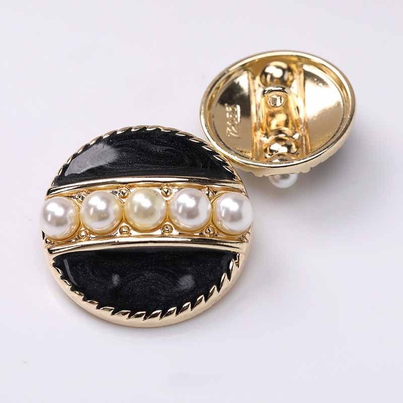 Wholesale High Quality Fashion Pearl button Flower Vintage Pearl Metal Rhinestone Sewing Shank Buttons For Clothing