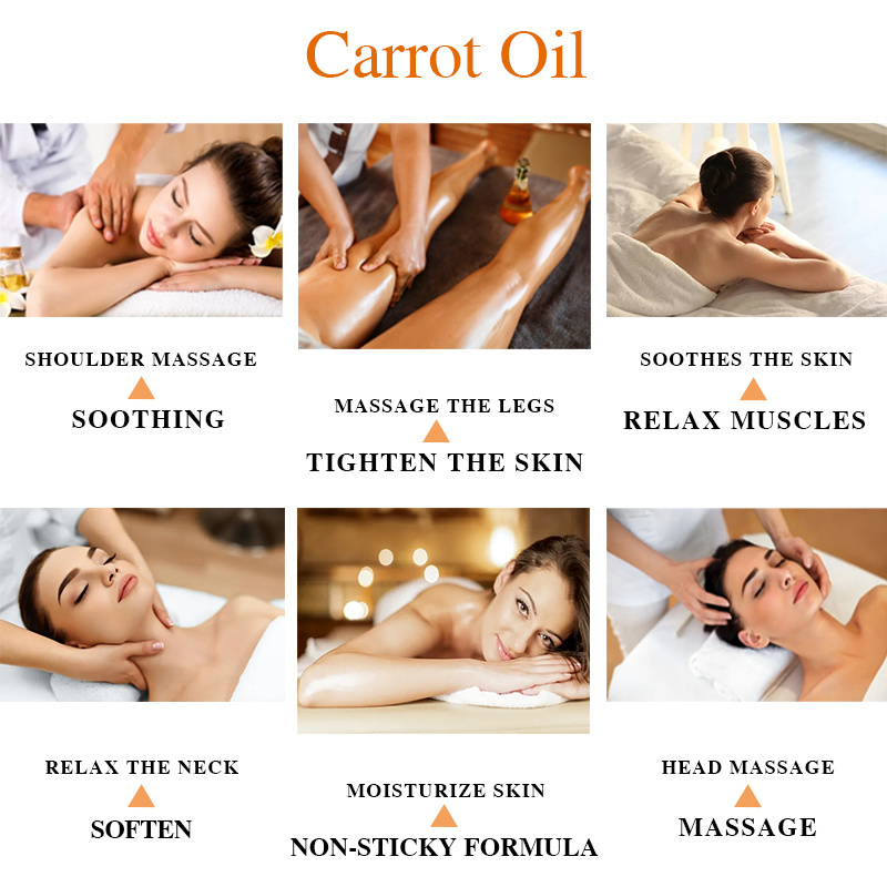 OEM Private label Natural Plant Extract Skin Firming and Tightening Anti Cellulite Body Essence Oil Carrot Massage Oil for women