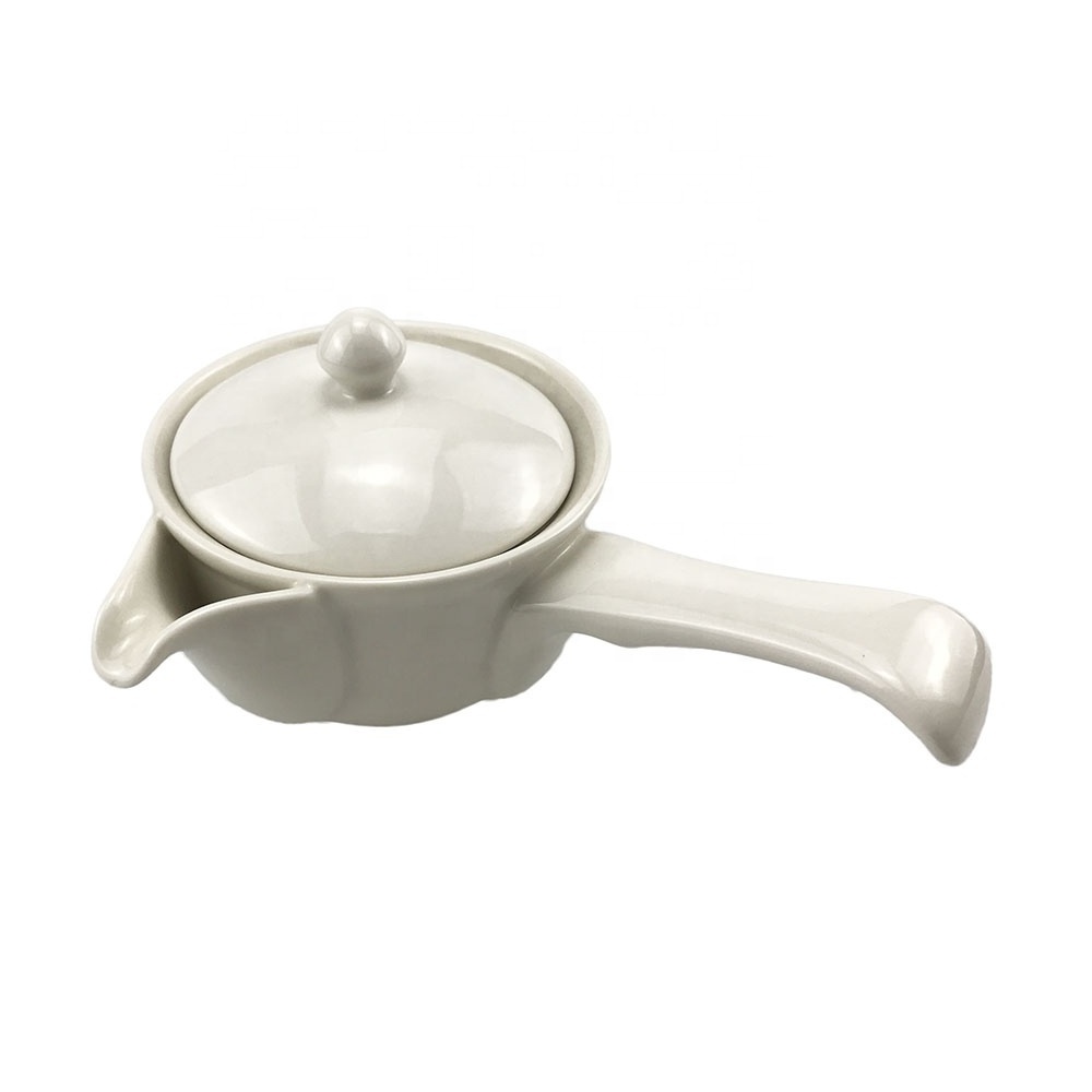 Ceramic Kitchenware Loose Tea Kettle White Glazed Teapot With Infuser Stainless Steel