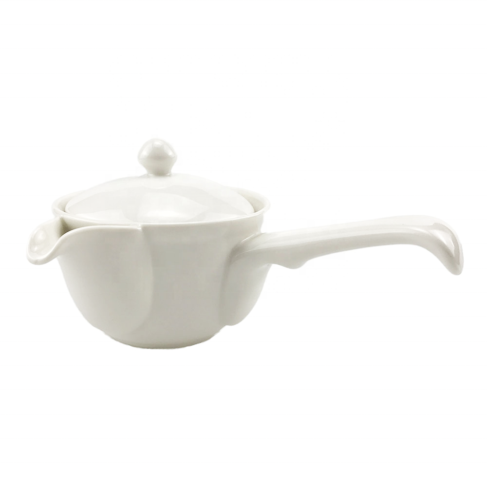 Ceramic Kitchenware Loose Tea Kettle White Glazed Teapot With Infuser Stainless Steel