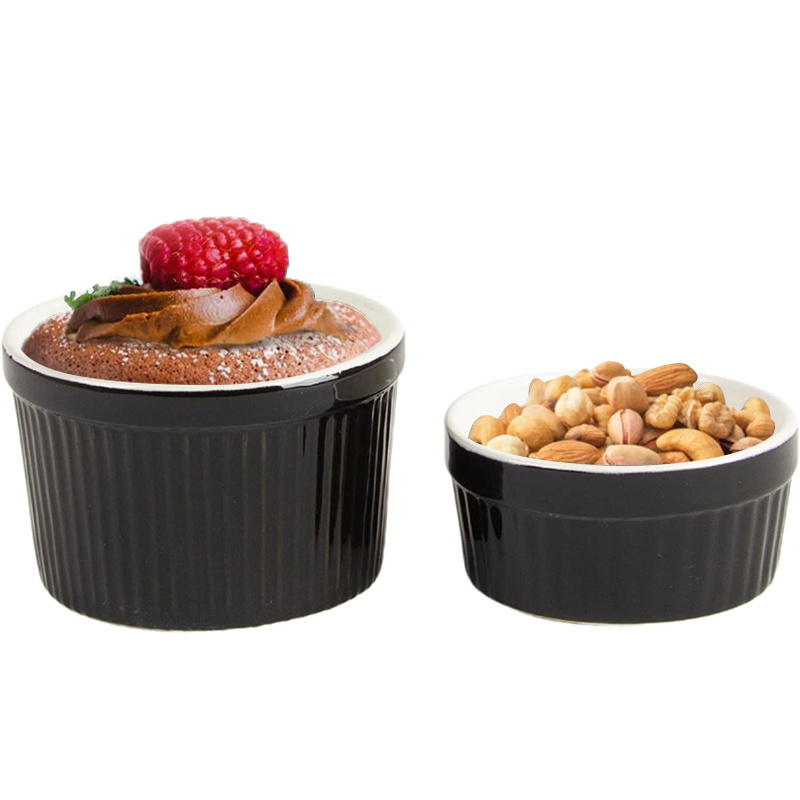 Wholesale 6 Pack Ceramic Ramekins Sets for Pudding Souffle Creme Brulee Dessert Snack Serving Bowls Oven Safe Bake Bowl