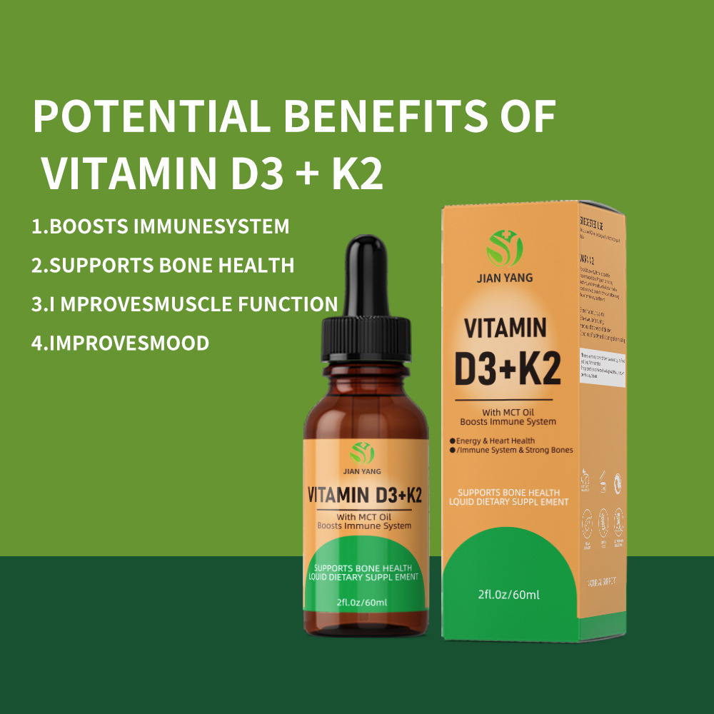 Private Label health care  Daily Supplement D3 K2 Liquid Vitamins Formulated Organic Immune Support Vitamin K2+d3 Liquid Drops