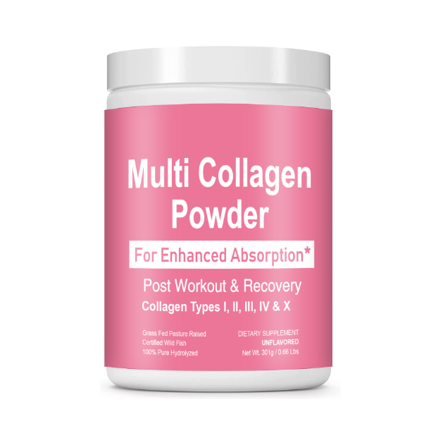 Multi Collagen Powder with Hyaluronic Acid Unflavored Grass Feed Cattle Hide Extract Collagen Peptide for Hair Skin Beauty 300g