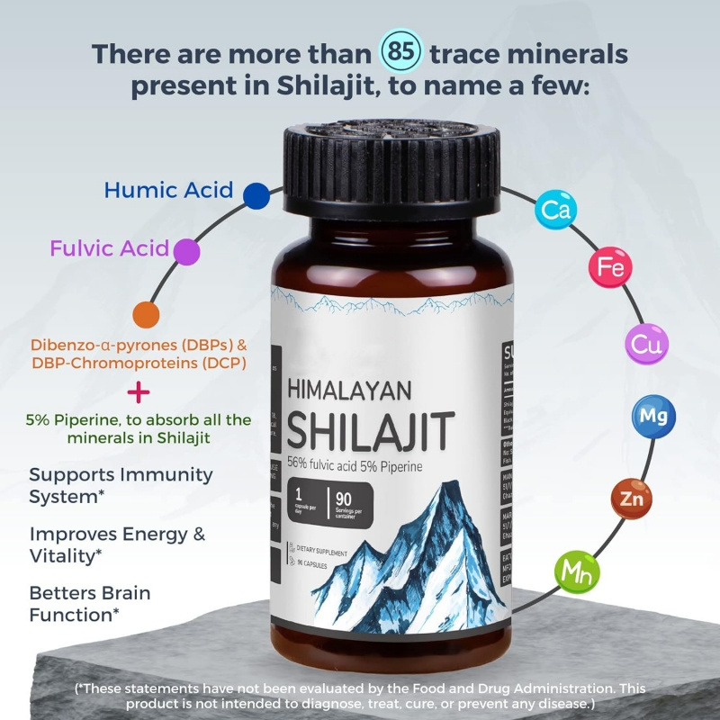 Oem Shilajit Capsule Himalayan Shilajit Resin 85 Minerals Brain Support Enhance Male Strength Shilajit Extract Capsules