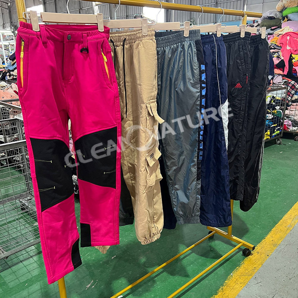 China used clothes in bales price winter nylon sport pants second hand clothes