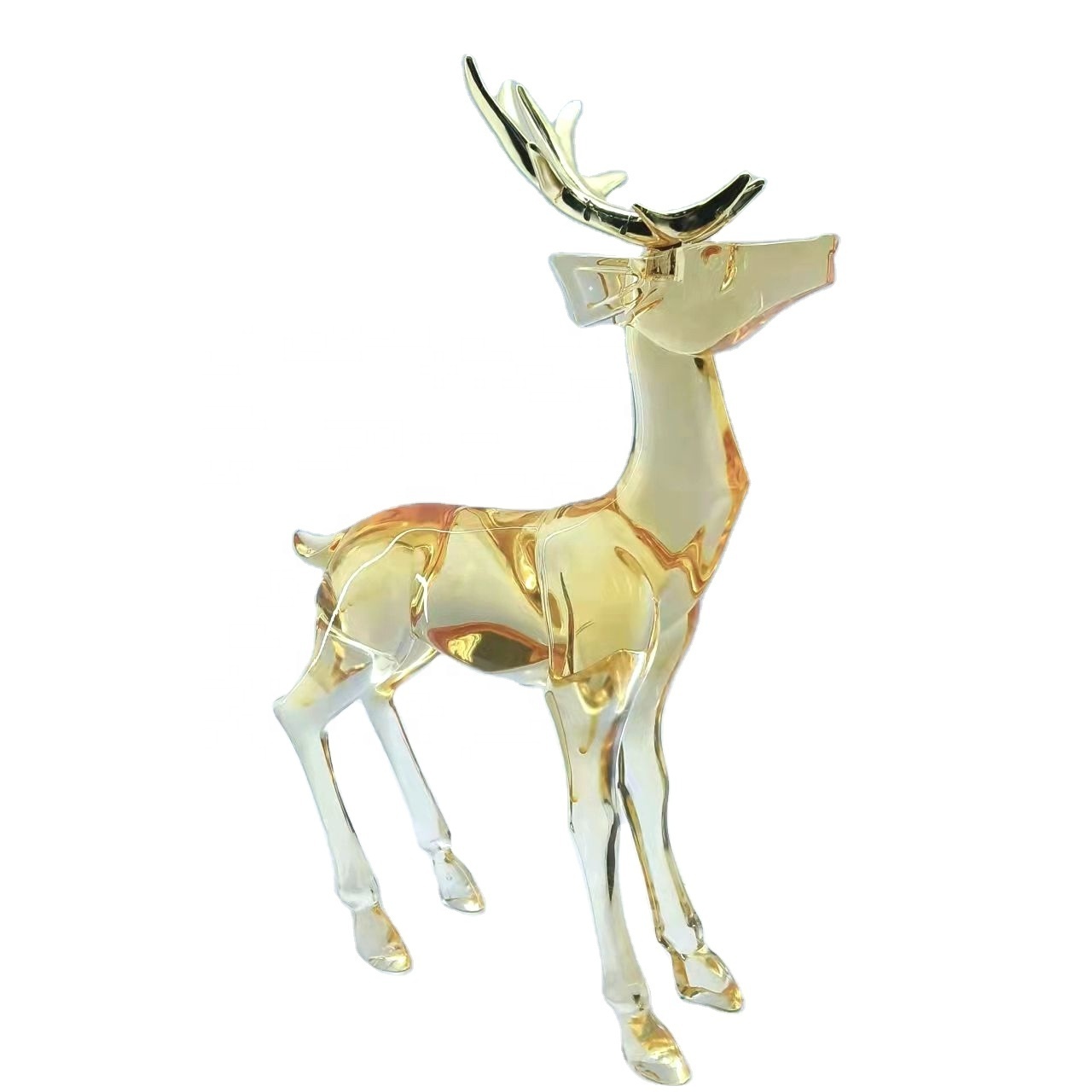 High Quality Clear Mini Christmas Deer Animal Transparent Acrylic Christmas Figurine Reindeer Ornament