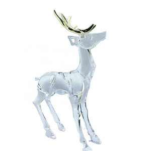 High Quality Clear Mini Christmas Deer Animal Transparent Acrylic Christmas Figurine Acrylic  reindeer product