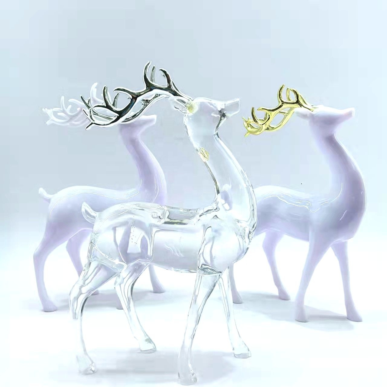 Factory price Indoor decoration transparent Elk reindeer crystal deer sublimation blank Christmas decoration