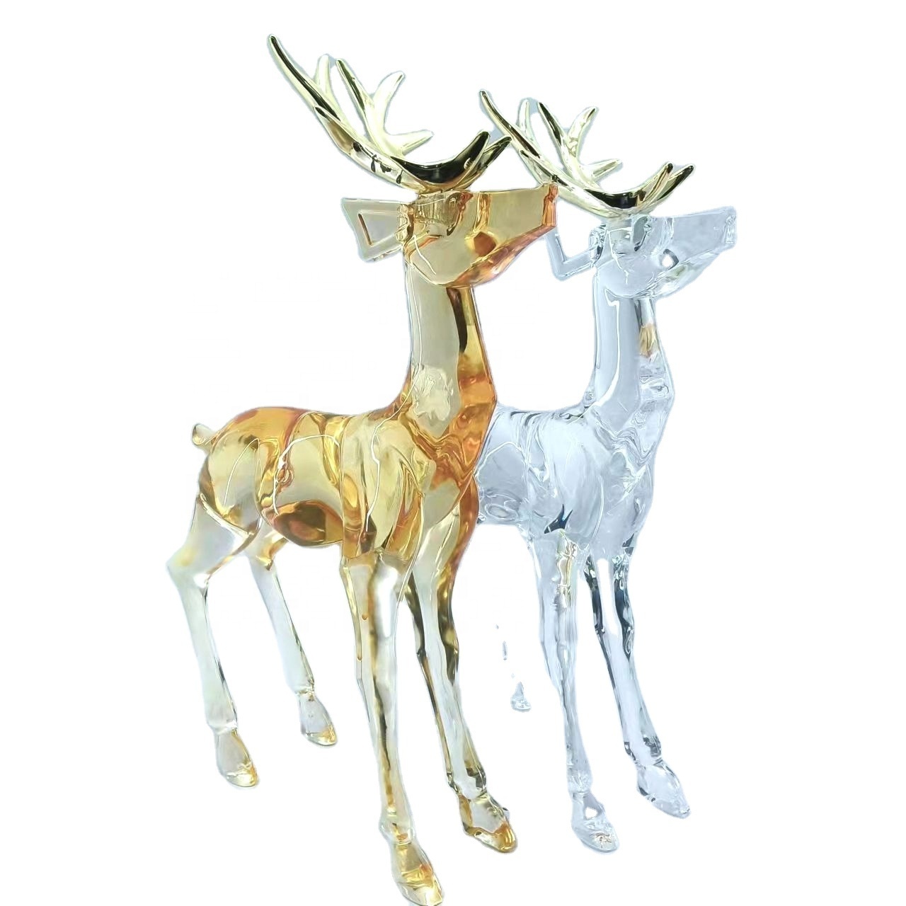 High Quality Clear Mini Christmas Deer Animal Transparent Acrylic Christmas Figurine Reindeer Ornament