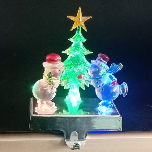 LED standing Christmas stocking holder snowman and tree