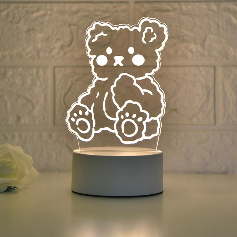 2022 acrylic 3d led cordless sleeping kid bedroom small led lamp base night light with remote