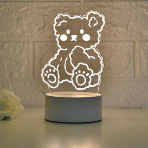 2022 acrylic 3d led cordless sleeping kid bedroom small led lamp base night light with remote