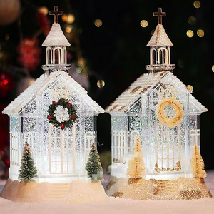 Christmas scene ornaments Music crystal ball snow house snow globe water lantern for Christmas gift