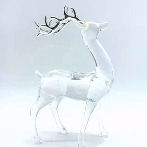 Factory price Indoor decoration transparent Elk reindeer crystal deer sublimation blank Christmas decoration