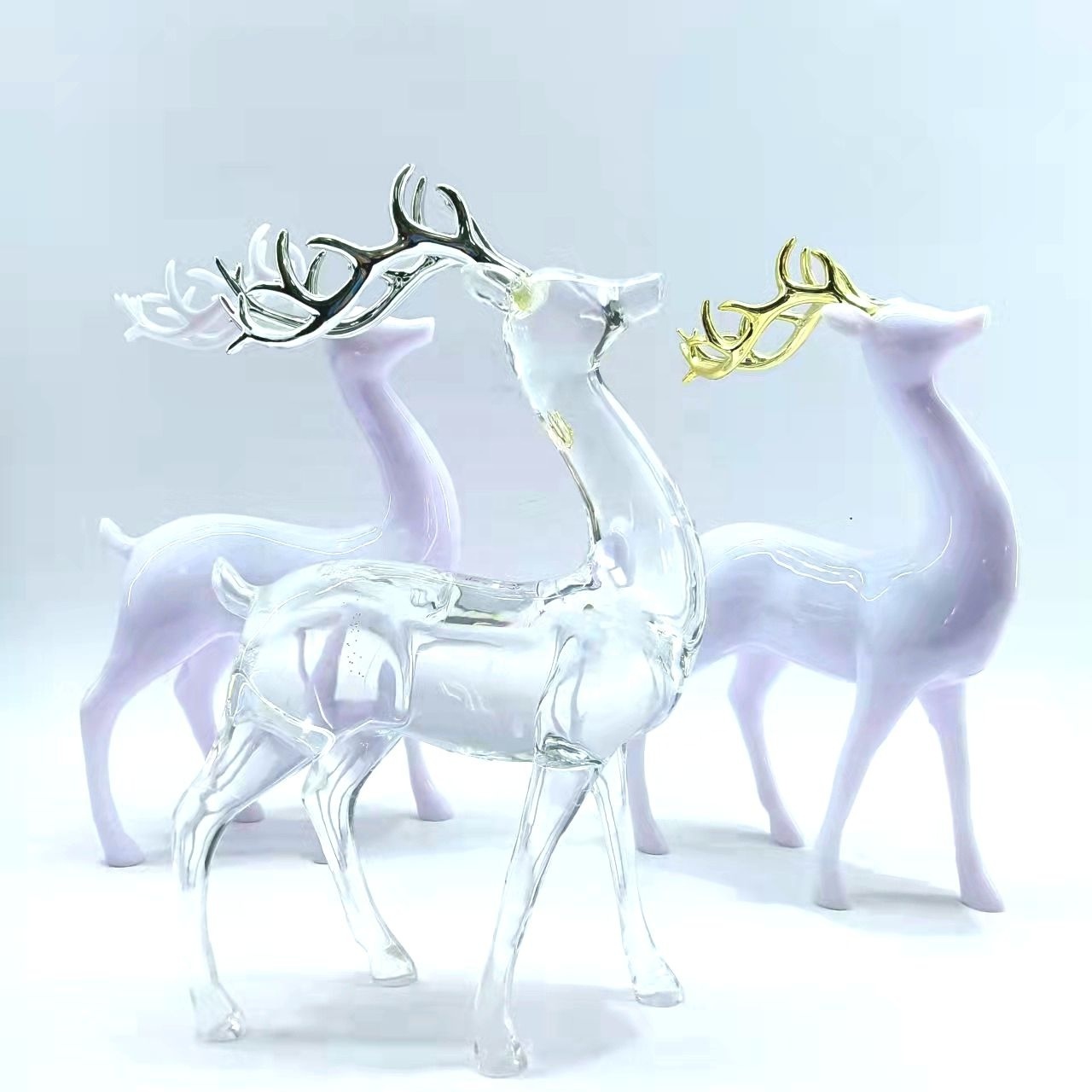 Factory price Indoor decoration transparent Elk reindeer crystal deer sublimation blank Christmas decoration