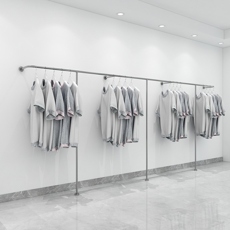 Local Garment store stainless steel Hanging Racks high-end Wall Mounted Clothes Display Rack