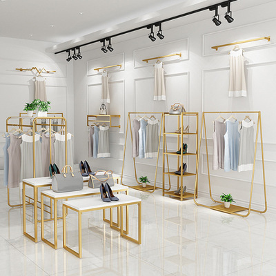 Retail Store Shop Gold stainless steel Clothes Display Stand Rack for Clothing Display