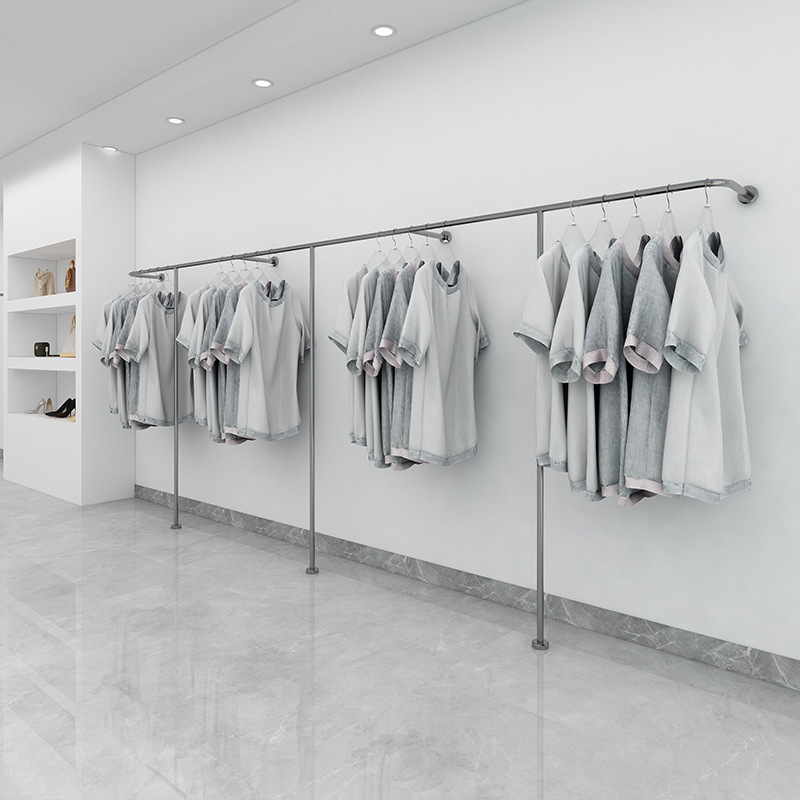 Local Garment store stainless steel Hanging Racks high-end Wall Mounted Clothes Display Rack