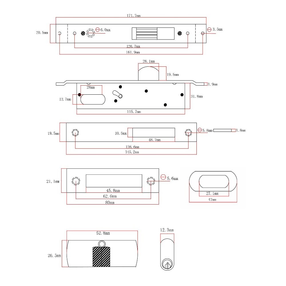 Mico Aluminium sliding door one turn 1 key profile hook  lock