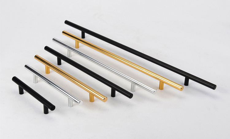 Black/Silver/Golden Aluminum T Bar Handle For Cupboard Kitchen Cabinet Drawer Handle Knob Furniture Wardrobe Handle Pulls