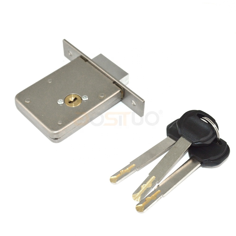 Security sliding door lock wooden door long round bolts turn door Mortise cross key cylinder lock body