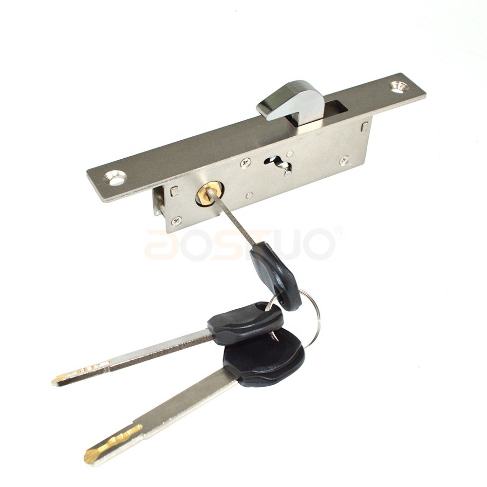 Aluminium sliding door lock fitting hardware copper cylinder for hook bolt steel latch