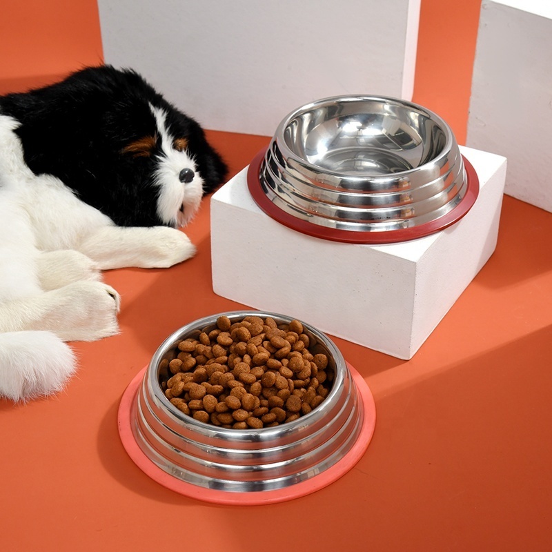 Factory Wholesale Small Stainless Steel Pet Bowl Anti-Slip Rubber Cat Slow Food Bowl Automatic Feeders for Dogs and Cats