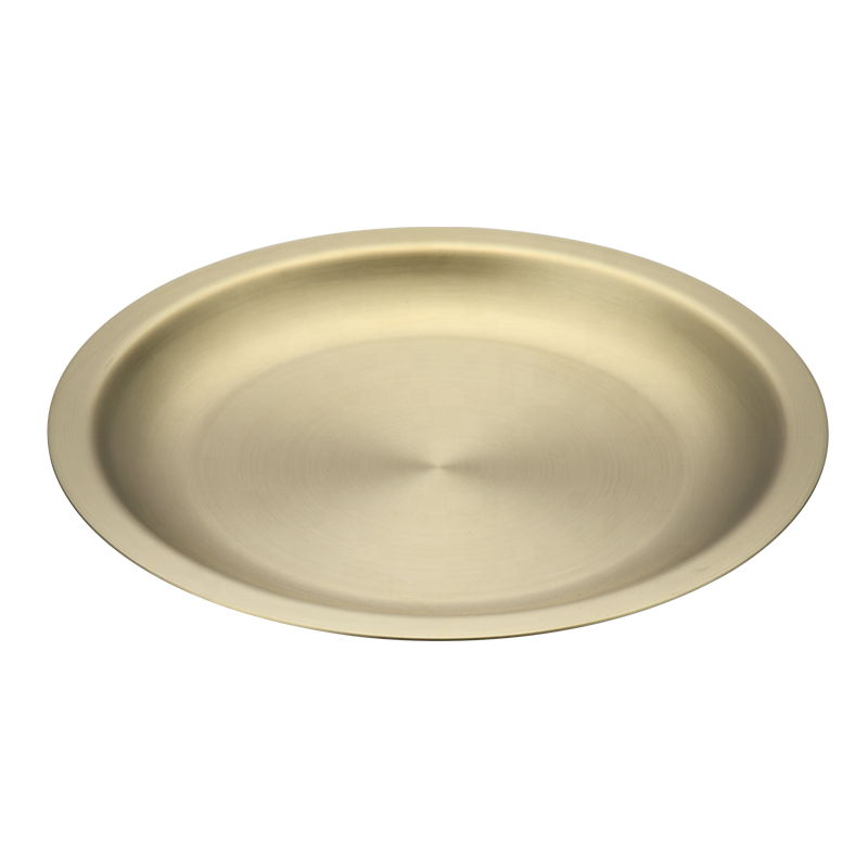 High quality round korean style 304 stainless steel tableware plates serving dishes Golden Round plate Tableware Plates Dinner D