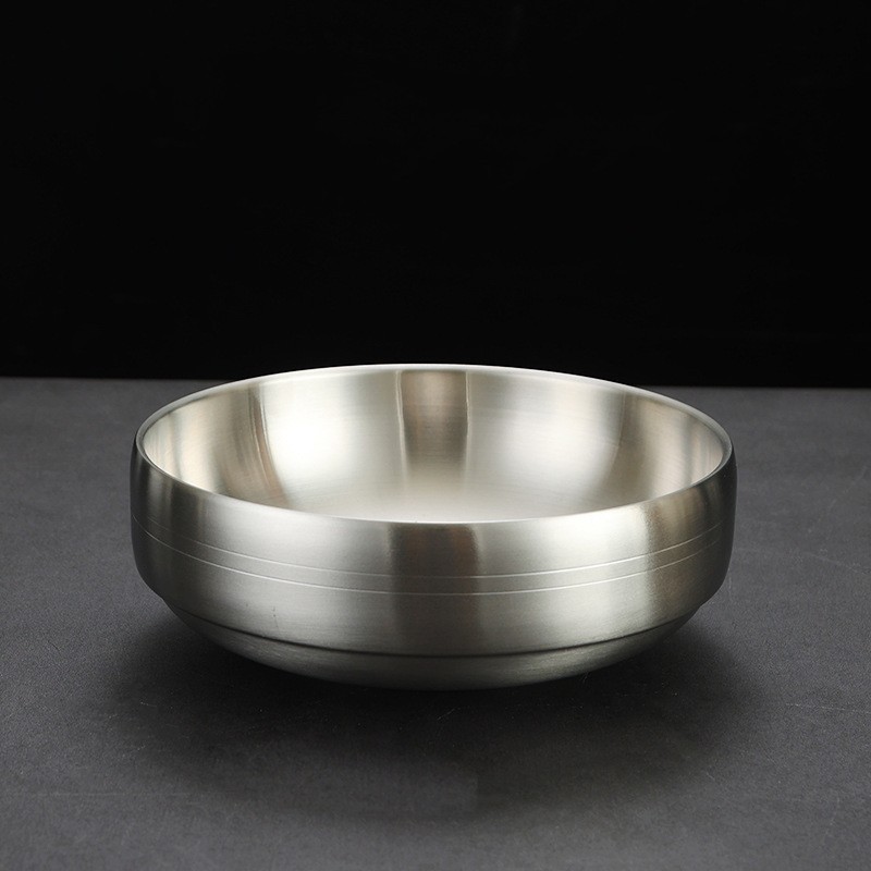 2023 new style Large Capacity Stainless Steel Salad Bowl Metal Mixing Serving Bowl Korean Gold Cold Noodle Bowl