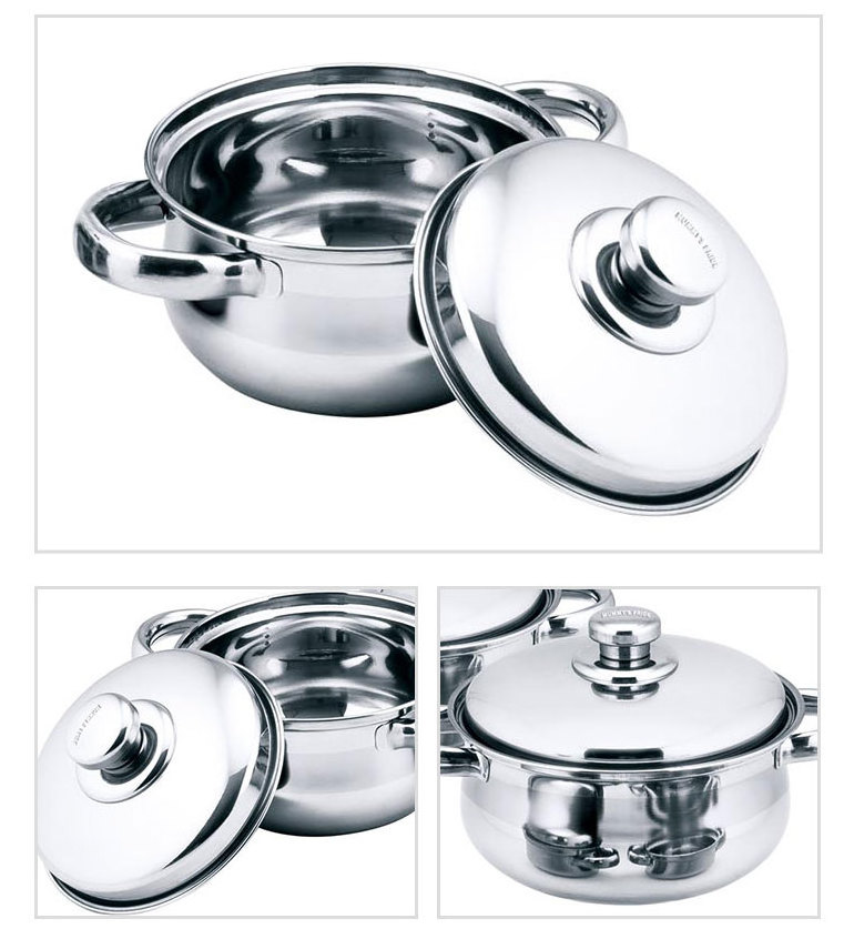 eco friendly material round shape double handle soup hot pot set with high quality