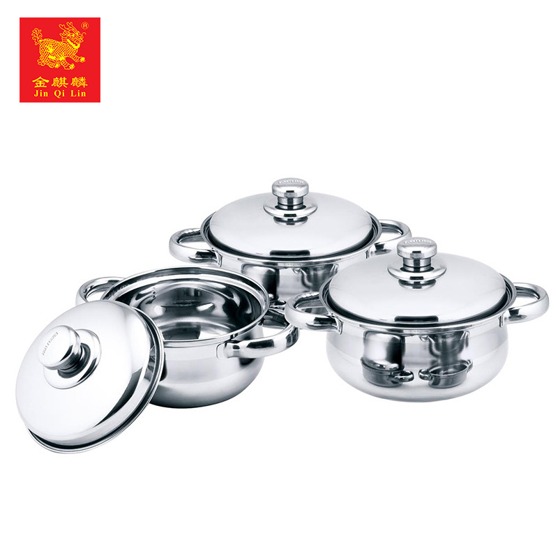 eco friendly material round shape double handle soup hot pot set with high quality